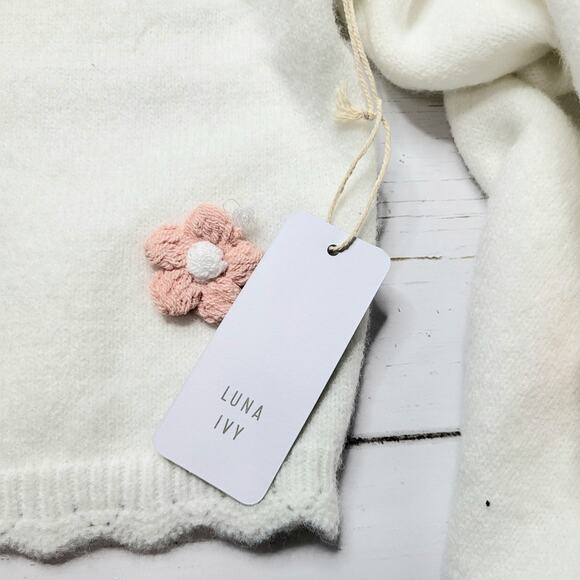 Luna Ivy 3D Flower Cardigan Button Down Sweater White Pastel Coquette Small - Picture 8 of 10